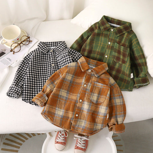 Spring And Autumn Children's Clothing Children's Casual Plaid Shirt