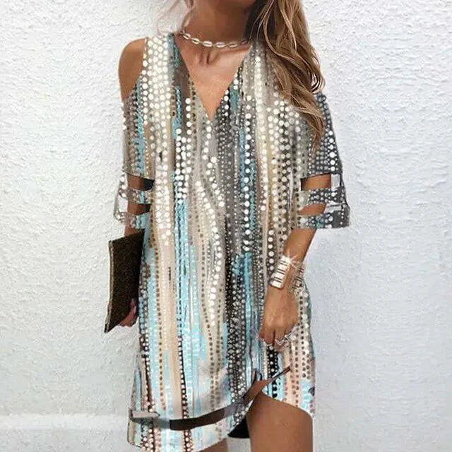 Boho Chic V-Neck Tie-Dye Dress