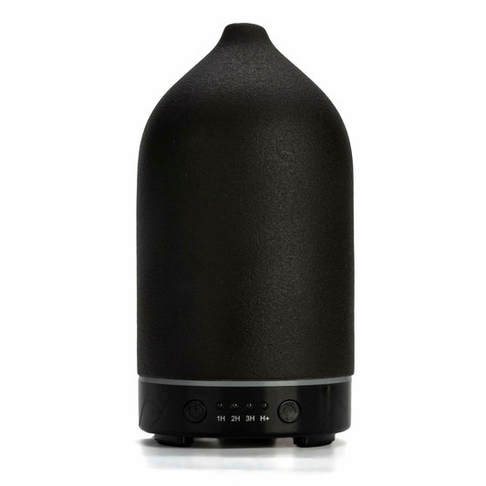Ceramic Ultrasonic Oil Diffuser Wood Grain Black 100ML USB Adapter 7-Color LED