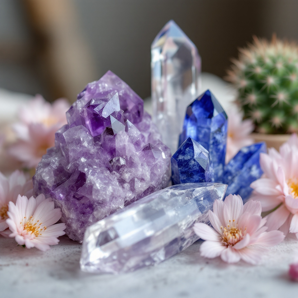 Cactus Flower and Jade Crystal-Enhanced Oil Diffuser, Car Air Freshener, 8ml